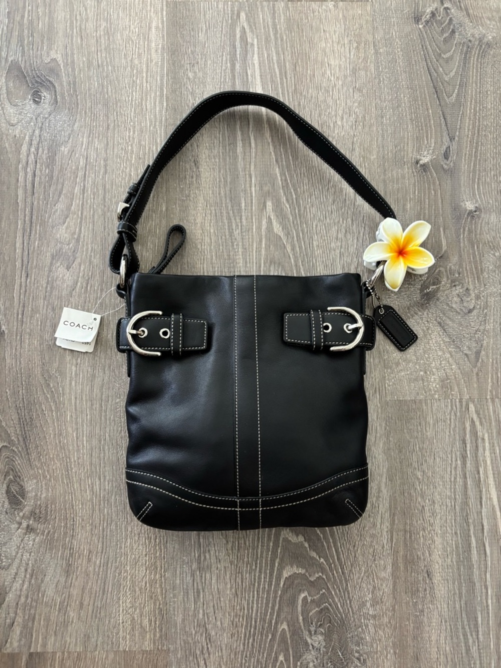 NWT Vintage Y2k Coach SoHo black leather small duffle shoulder bag